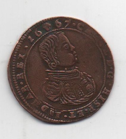 ESPAÑA CARLOS II EL HECHIZADO 1 JETON DEL AÑO 1667